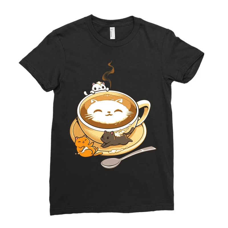 Latte Cat Ladies Fitted T-Shirt 3 Latte Cat Ladies Fitted T-Shirt - Image 3