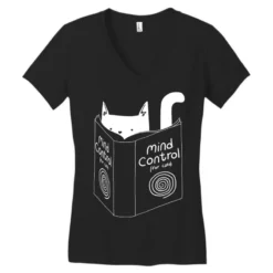 Mind Control 4 Cats Women's V-Neck T-Shirt -TeeMuse Store pd.2526914281.72.25074043.s3.1 front black ffffff none x2y0 134 800x800 1