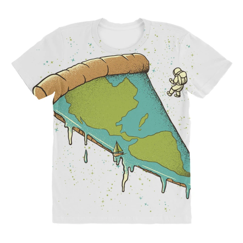 Pizza Earth All Over Women's T-shirt 3 Pizza Earth All Over Women's T-shirt - Image 3