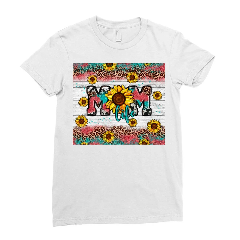 Mom Life Leopard Sunflower Ladies Fitted T-Shirt 3 Mom Life Leopard Sunflower Ladies Fitted T-Shirt - Image 3