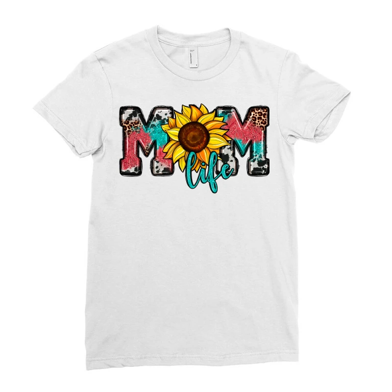Mom Life Sunflower Ladies Fitted T-Shirt 3 Mom Life Sunflower Ladies Fitted T-Shirt - Image 3