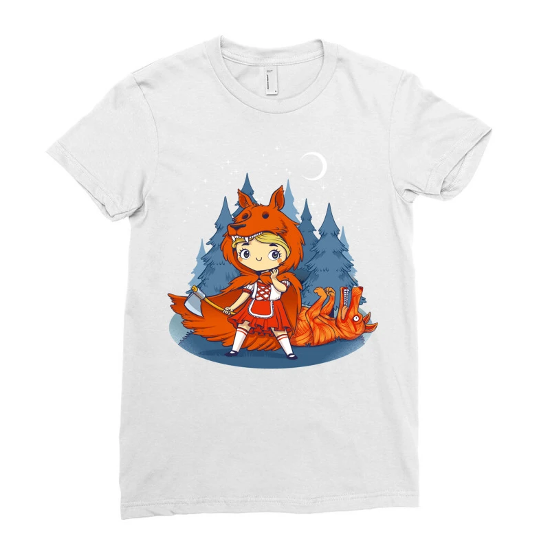 Red Hood Wolf Ladies Fitted T-Shirt 3 Red Hood Wolf Ladies Fitted T-Shirt - Image 3