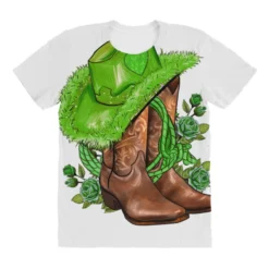 Green Cowgirl And Roses All Over Women's T-shirt -TeeMuse Store pd.2526972104.108.25097210.s3.1 front customized f5f5f5 none x45y24 294 800x800 1