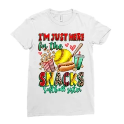 I'm Just Here For The Snacks Softball Sister Ladies Fitted T-Shirt -TeeMuse Store pd.2526995005.36.25100827.s3.1 front white ffffff none x2y0 150 800x800 1