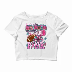In October We Wear Cheer Pink Football Crop Top