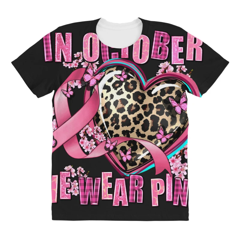 Western Leopard In October We Wear Pink Heart All Over Women's T-shirt 3 Western Leopard In October We Wear Pink Heart All Over Women's T-shirt - Image 3