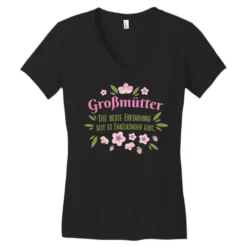 Großmütter Beste Erfindung Enkelkinder Women's V-Neck T-Shirt -TeeMuse Store pd.2527007162.72.25086434.s3.1 front black ffffff none x0y0 138 800x800 1