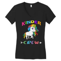 Unicorn Kinder Crew Kindergarten First Day Of Scho Women's V-Neck T-Shirt -TeeMuse Store pd.2527016367.72.25089420.s3.1 front black ffffff none x0y0 138 800x800 1