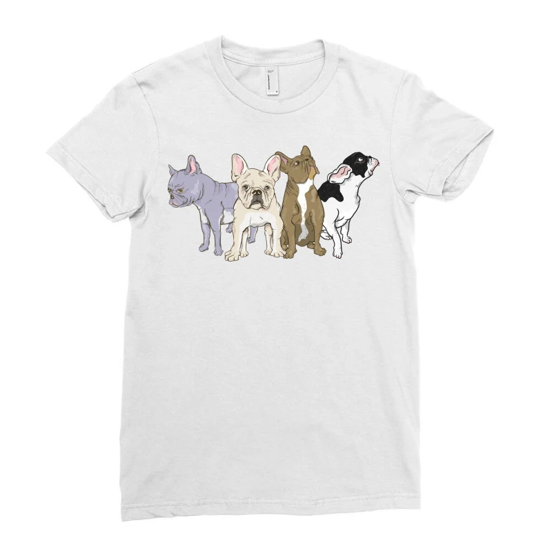 Cute Cartoon French Bulldogs Ladies Fitted T-Shirt 3 Cute Cartoon French Bulldogs Ladies Fitted T-Shirt - Image 3