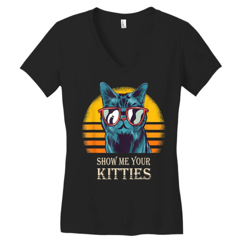 Show Me Your Kitties Meme Cat Lover Gift (2) Women's V-Neck T-Shirt 3 Show Me Your Kitties Meme Cat Lover Gift (2) Women's V-Neck T-Shirt - Image 3