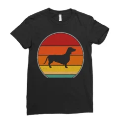 Retro Vintage Doxie Dachshund Dog Weiner Dog Breed Ladies Fitted T-Shirt -TeeMuse Store pd.2527029751.36.25097665.s3.1 front black ffffff none x0y0 154 800x800 1