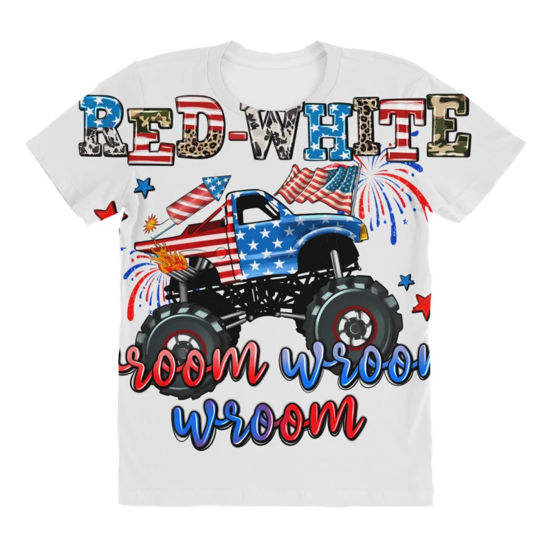 Red White Wroom Wroom Wroom All Over Women's T-shirt 3 Red White Wroom Wroom Wroom All Over Women's T-shirt - Image 3