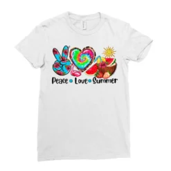 Peace Love Summer Ladies Fitted T-Shirt -TeeMuse Store pd.2527047454.36.25096896.s3.1 front white ffffff none x0y0 154 800x800 1