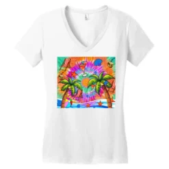 Summer Hand Drawn Tie Dye Women's V-Neck T-Shirt -TeeMuse Store pd.2527052595.72.25097593.s3.2 front white ffffff none x0y0 138 800x800 1
