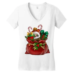 Chrismas Santa Claus Bag Women's V-Neck T-Shirt -TeeMuse Store pd.2527074946.72.25102076.s3.1 front white ffffff none x0y0 138 800x800 1
