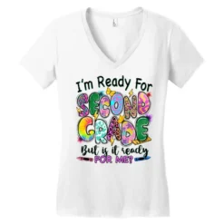 I'm Ready For Second Grade But Is It Ready For Me Women's V-Neck T-Shirt -TeeMuse Store pd.2527081085.72.25102128.s3.1 front white ffffff none x0y0 138 800x800 1