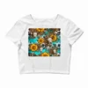 Western Bull Skull Sunflowers Crop Top