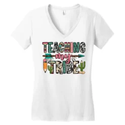 Teaching My Tribe Women's V-Neck T-Shirt -TeeMuse Store pd.2527097124.72.25102152.s3.1 front white ffffff none x0y0 138 800x800 1