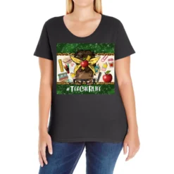 Afro Messy Bun Teacher Life Ladies Curvy T-Shirt