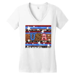Western USA With American Flag Stars Women's V-Neck T-Shirt -TeeMuse Store pd.2527107192.72.25102406.s3.1 front white ffffff none x0y0 138 800x800 1