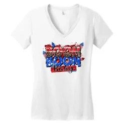 Boom Boom Baby Women's V-Neck T-Shirt -TeeMuse Store pd.2527120297.72.25102451.s3.1 front white ffffff none x0y0 138 800x800 1