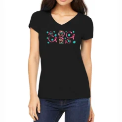 Faith Ribbon Gemstone Women's V-Neck T-Shirt