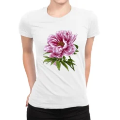 Peony Flower Illustrations Ladies Fitted T-Shirt
