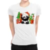 Joy Christmas Panda Ladies Fitted T-Shirt