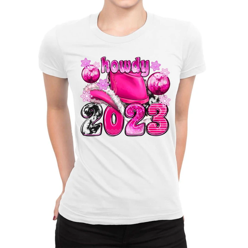 Howdy 2023 Pink Christmas Ladies Fitted T-Shirt 1 Howdy 2023 Pink Christmas Ladies Fitted T-Shirt
