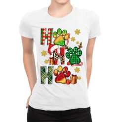 Ho Ho Ho Dog Paw Ladies Fitted T-Shirt