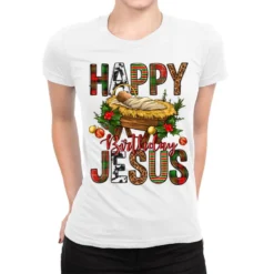 Happy Birthday Jesus Christmas Ladies Fitted T-Shirt