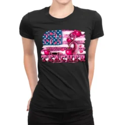 Teacher American Cancer Flag Ladies Fitted T-Shirt