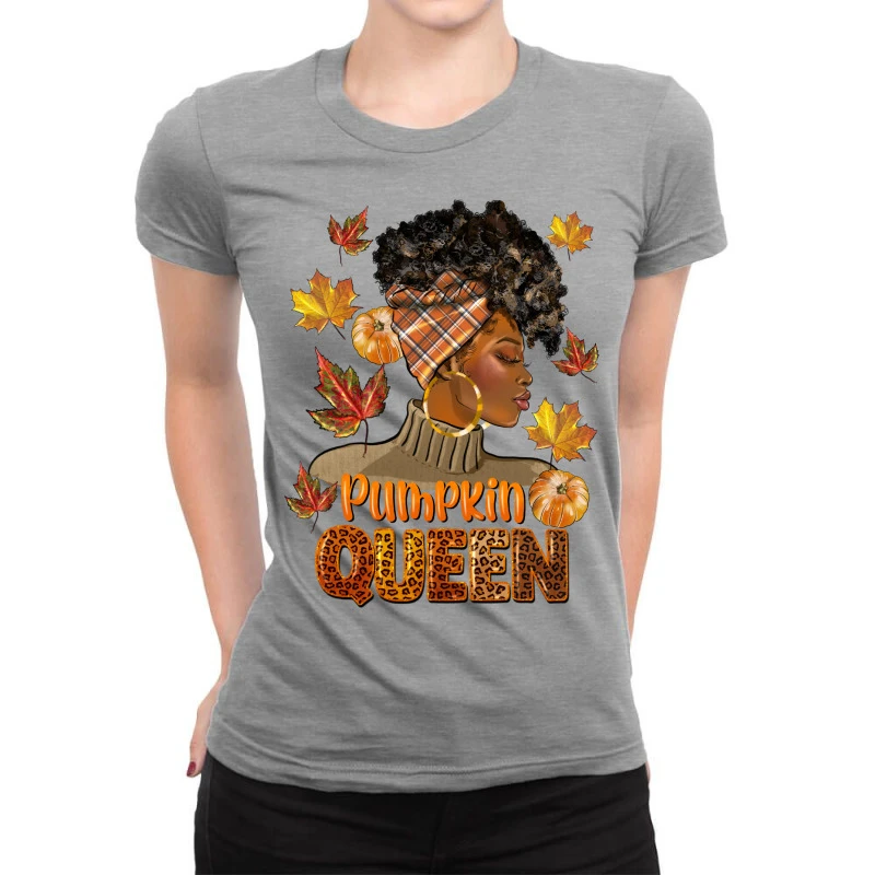 Pumpkin Queen Afro Lady Ladies Fitted T-Shirt 1 Pumpkin Queen Afro Lady Ladies Fitted T-Shirt