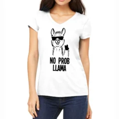 No Probllama Women's V-Neck T-Shirt