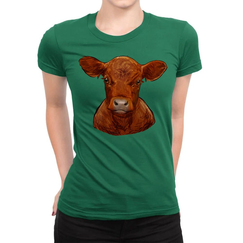 Red Angus Calf Ladies Fitted T-Shirt 1 Red Angus Calf Ladies Fitted T-Shirt