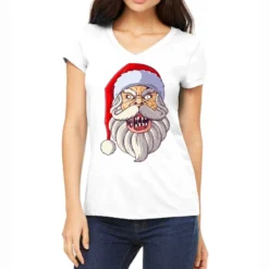 Creepy Santa Spooky Christmas Scary Santa Funny Cr Women's V-Neck T-Shirt
