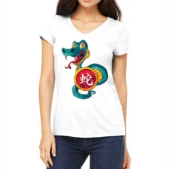 Chinese Zodiac Year Of The Snake Animal Sign Lunar Women's V-Neck T-Shirt