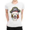 Caribbean Beads Poodle Pirate Booty Dog Halloween Ladies Fitted T-Shirt