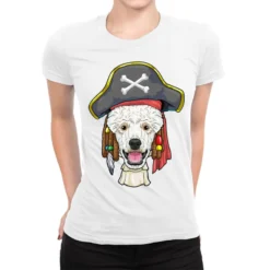 Caribbean Beads Poodle Pirate Booty Dog Halloween Ladies Fitted T-Shirt