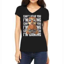 Can T Hear You I M Gaming Gamer Sloth Gaming Sloth Women's V-Neck T-Shirt
