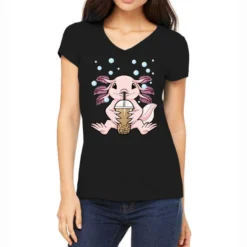 Axolotl Bubble Tea Kawaii Axolotl Milk Tea Boba Te Women's V-Neck T-Shirt