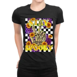 Stay Skeleton Hand Spooky Ladies Fitted T-Shirt