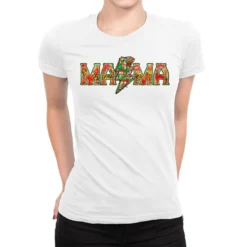 Mama Christmas Lightning Bolt Ladies Fitted T-Shirt