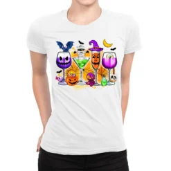 Halloween Wine Glasses Ladies Fitted T-Shirt