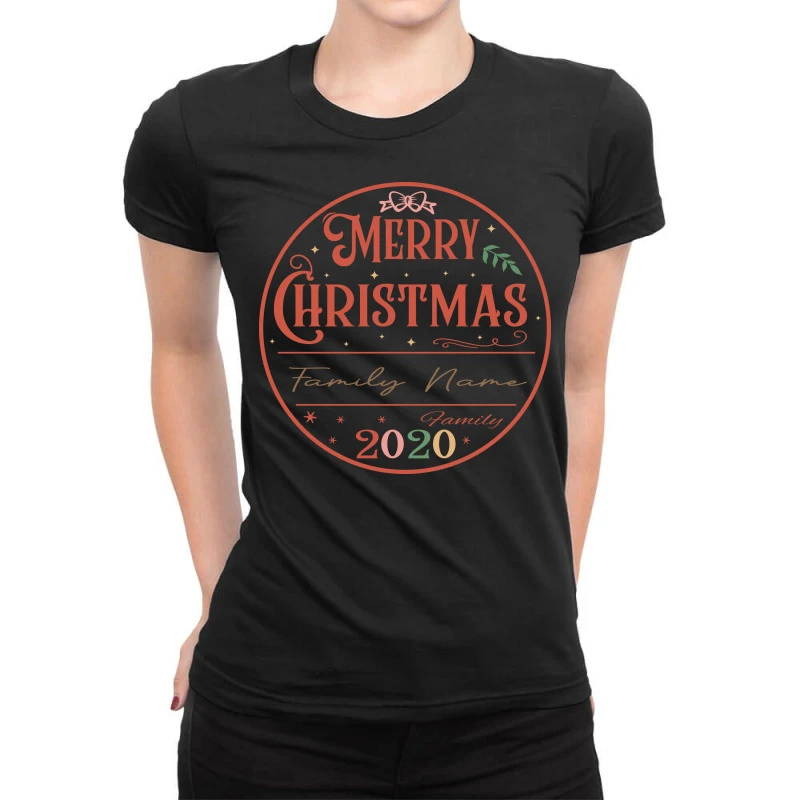 Crm21112209 Merry Christmas (family Name) Family 2 Ladies Fitted T-Shirt 1 Crm21112209 Merry Christmas (family Name) Family 2 Ladies Fitted T-Shirt