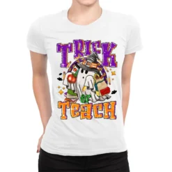 Trick Or Teach Halloween Ladies Fitted T-Shirt