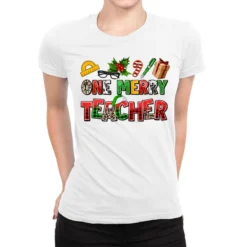 One Merry Teacher Ladies Fitted T-Shirt