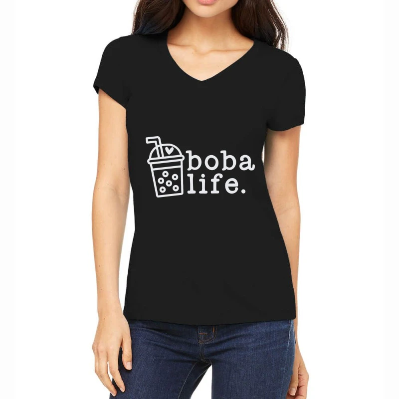 Boba Life Women's V-Neck T-Shirt 1 Boba Life Women's V-Neck T-Shirt