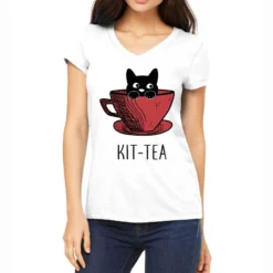 Cat Tea Women's V-Neck T-Shirt