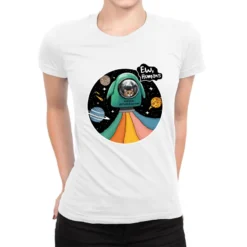 Meow Spaceship Ladies Fitted T-Shirt